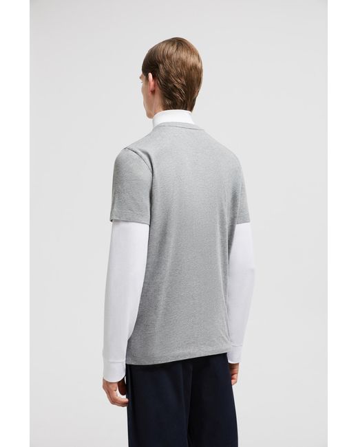 Moncler Gray Logo Flocked T-Shirt for men
