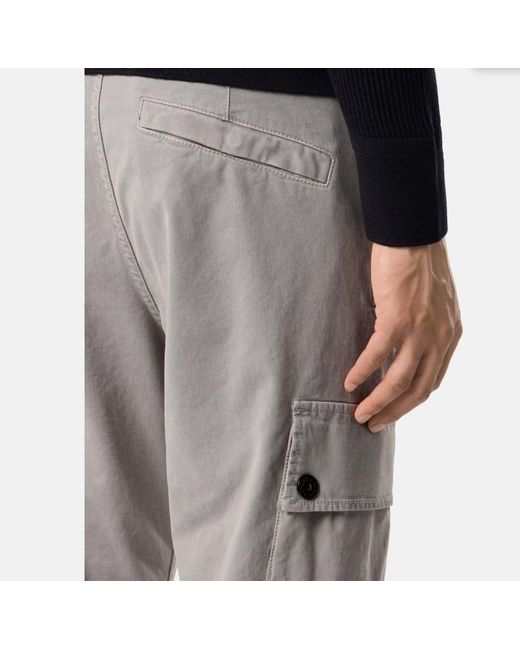 Stone Island Gray Slim-Fit Cargo Trousers With Zip Hand Pockets for men