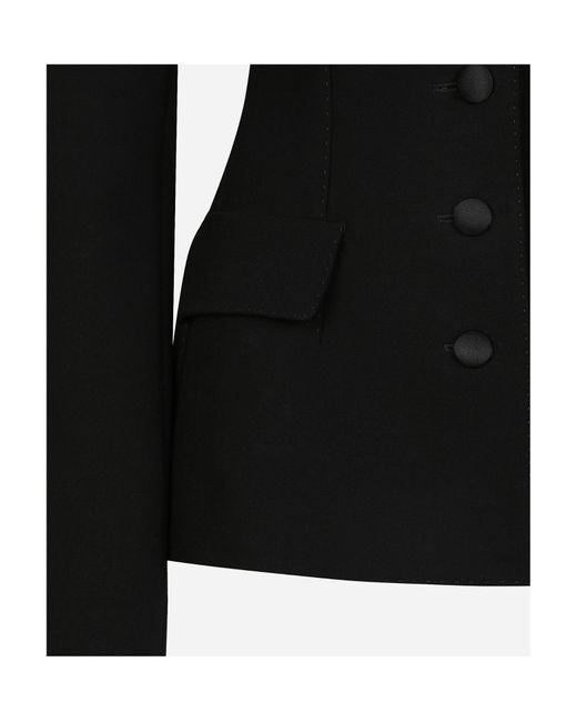 Dolce & Gabbana Black Single-Breasted Wool Jacket With Faux Fur Collar