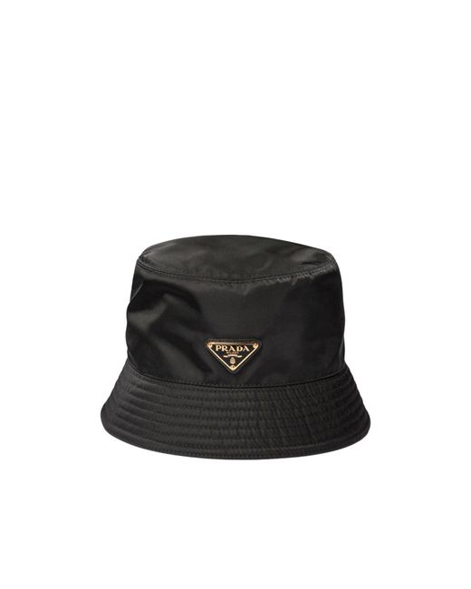 Prada Black Signature Logo Plaque Bucket Hat