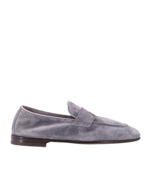 Brunello Cucinelli Gray Almond Toe Penny Slot Loafers for men