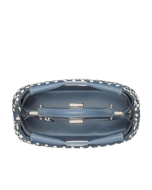 Fendi Blue Peekaboo Mini Tote Bag