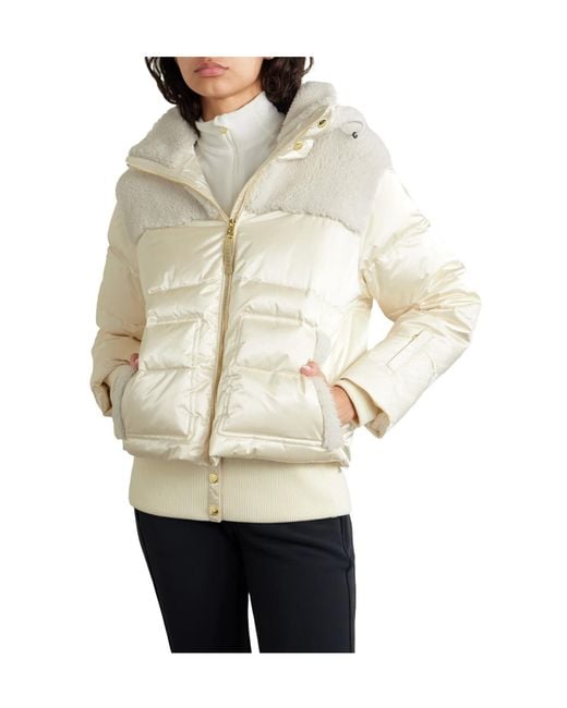 Bogner Natural Dia Hooded Shearling-Trimmed Quilted Down Ski Jacket