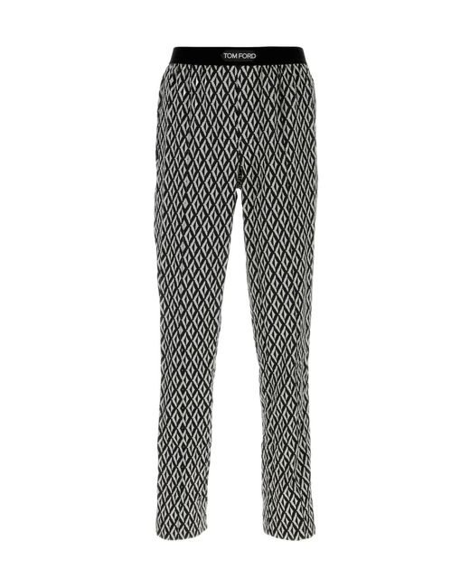 Tom Ford Gray Logo Detail Printed Trousers for men