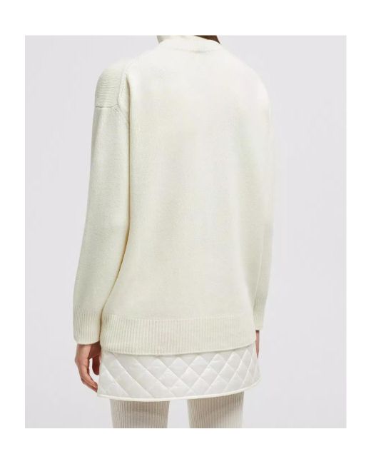 Moncler White Logo Embroidered Crewneck Jumper