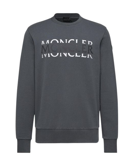 Moncler Black Branded Cotton Sweatshirt for men