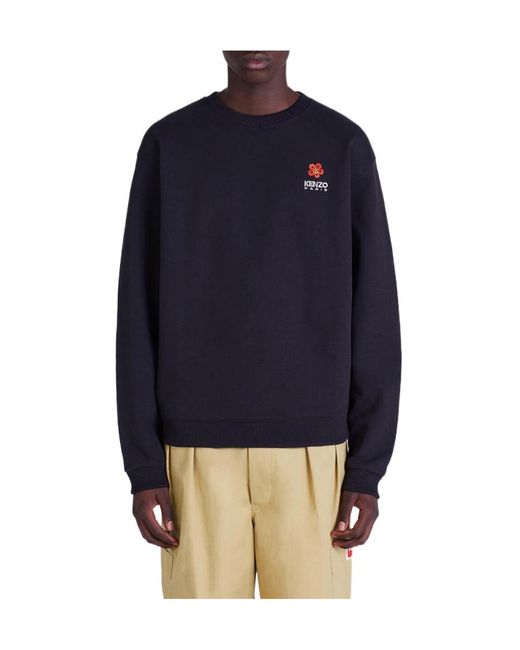 KENZO Black Boke Flower Crest Logo Embroidered Sweatshirt for men
