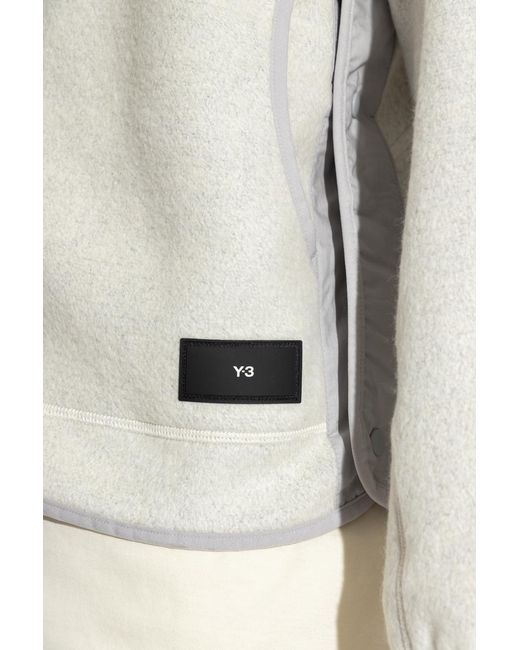 Y-3 White Fleece Hooded Jacket for men