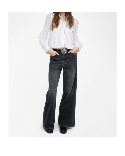 Zadig & Voltaire White Lace-Panelled Blouse