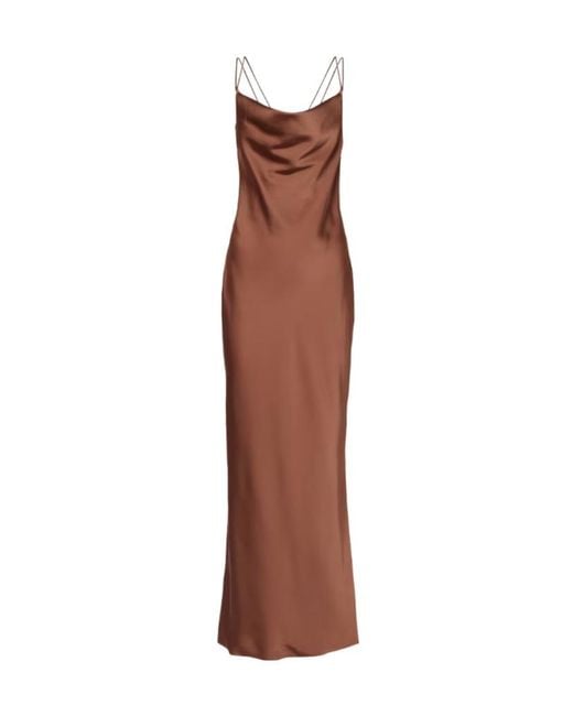 ROTATE BIRGER CHRISTENSEN Brown Satin Gown