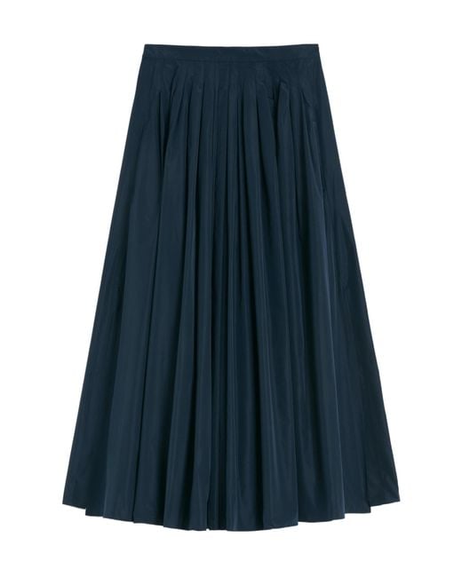 Max Mara Blue Pleated Taffeta Skirt