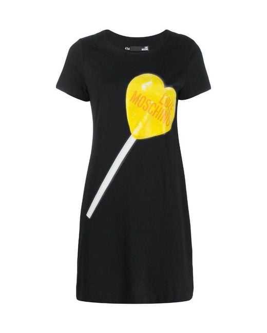Moschino Black Lollipop Printed T-Shirt Dress