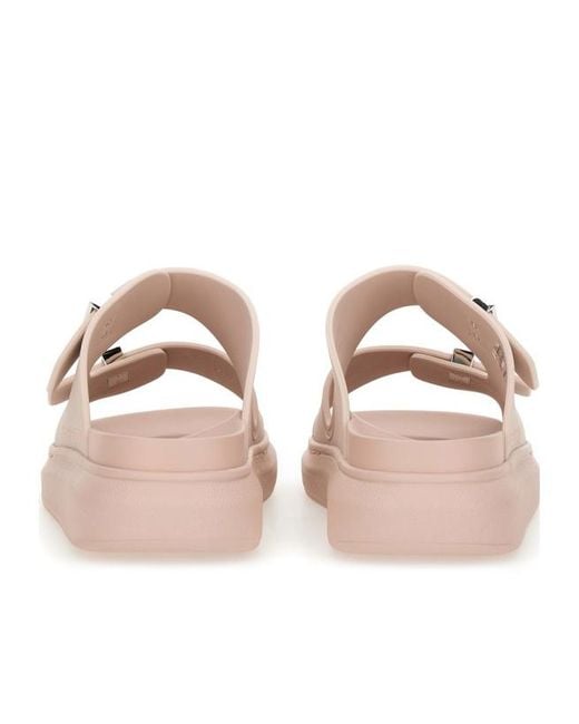 McQueen Pink Double Strap Slip-On Sandals