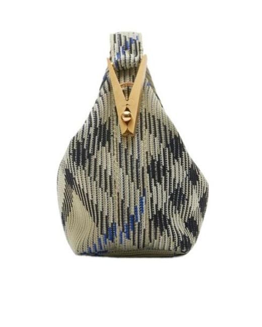 Burberry Metallic Mini Peg Checked Top Handle Bag