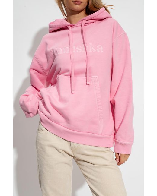 Nanushka Pink Logo-Embroidered Cotton Hoodie