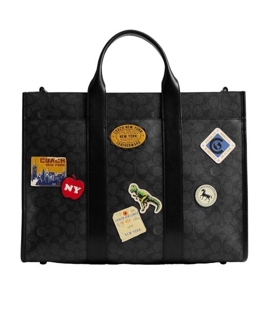 COACH Black Patch Detailed Wesley Tote Bag for men