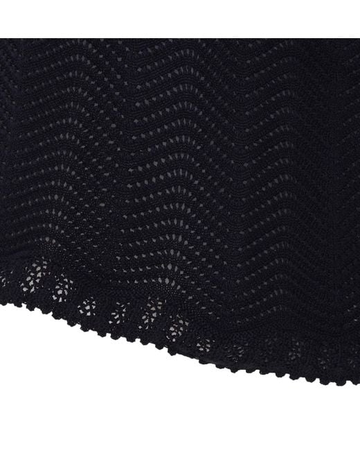 Twinset Blue Ruffled Openwork Knitted Top