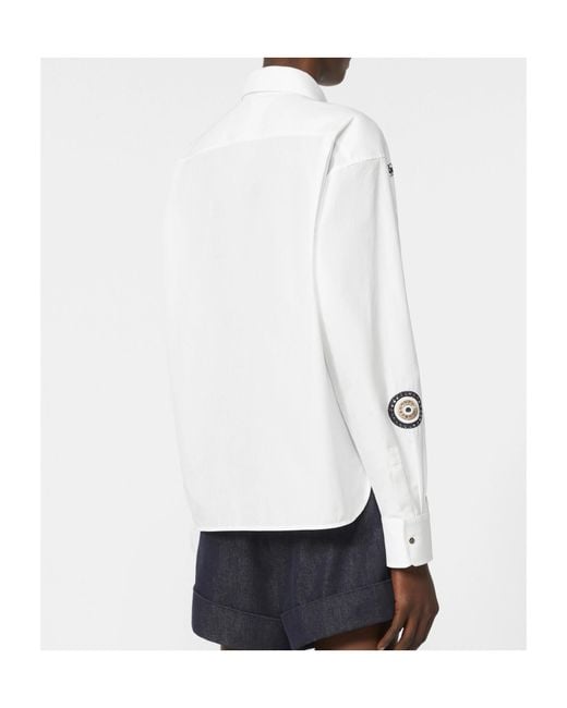 Max Mara White Cotton Poplin Embroidered Shirt