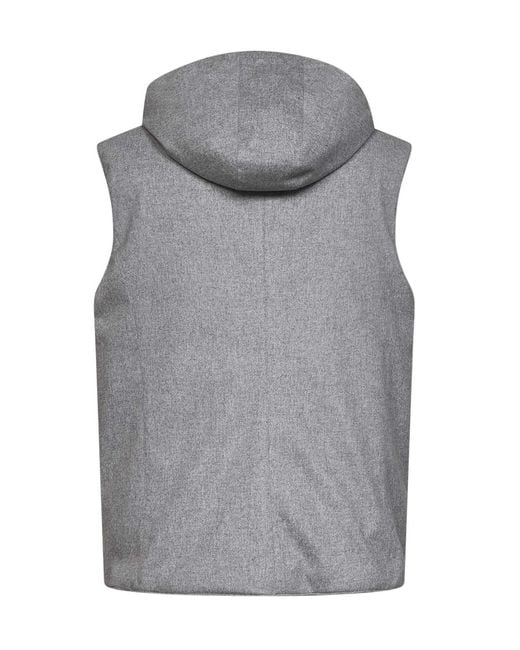 Brunello Cucinelli Gray Padded Wool Vest for men