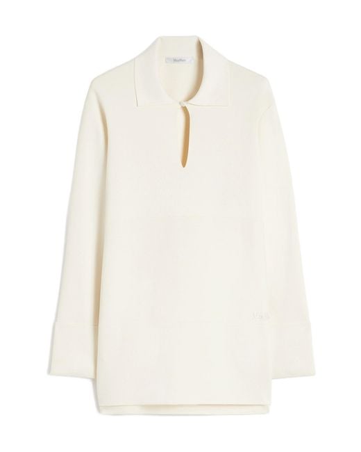 Max Mara White Long-Sleeve Polo Top