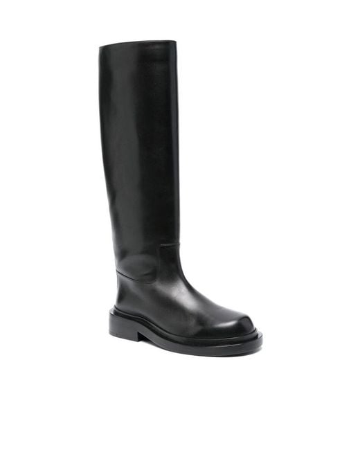 Jil Sander Black Round Toe Knee-High Boots