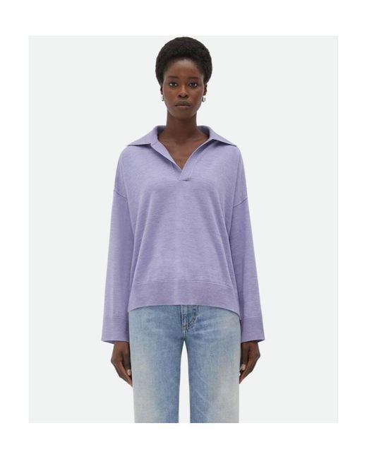 Bottega Veneta Purple Bv Embroidered Knit Polo Shirt