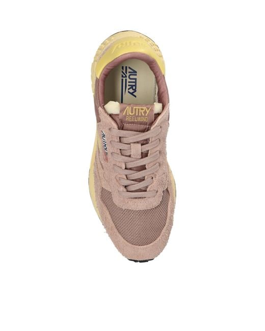 Autry Pink Reelwind Lace-Up Sneakers