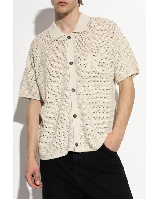 Represent Natural Crochet Short Sleeve Cardigan for men