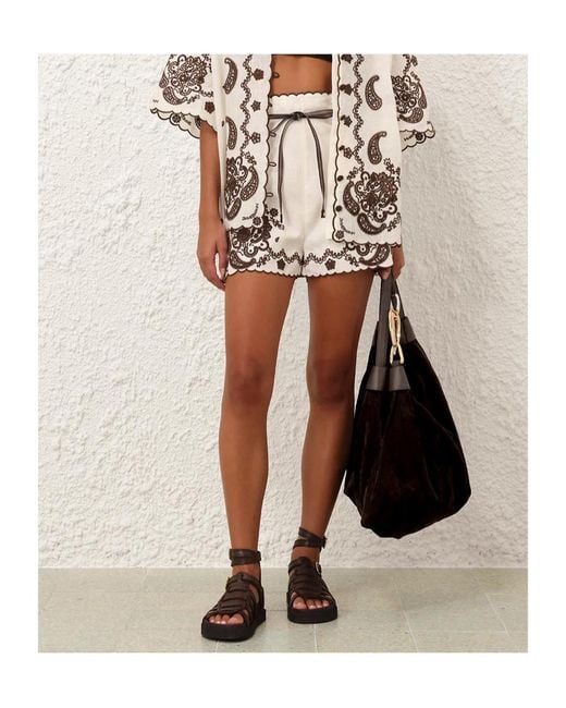 Zimmermann Natural Ascension Belted Shorts