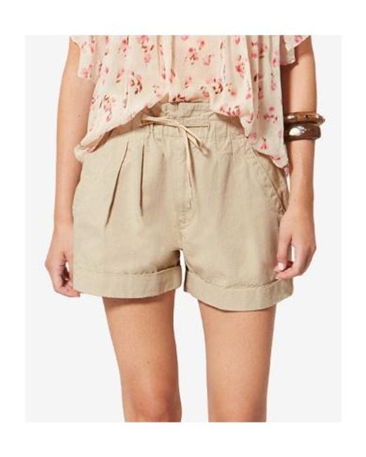 Isabel Marant Natural Étoile Nirma Pleated Drawstring Shorts