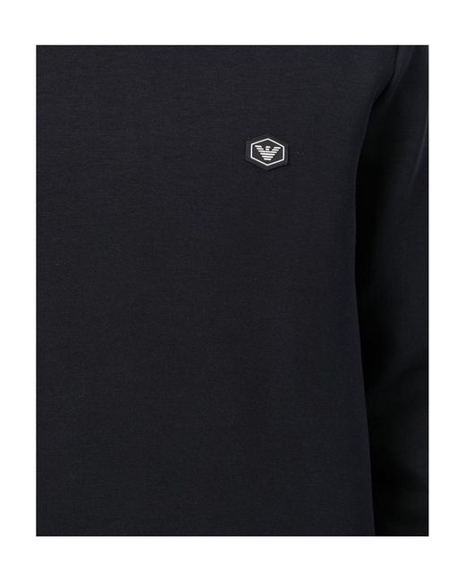 Emporio Armani Blue Logo Patch Crewneck Sweatshirt for men
