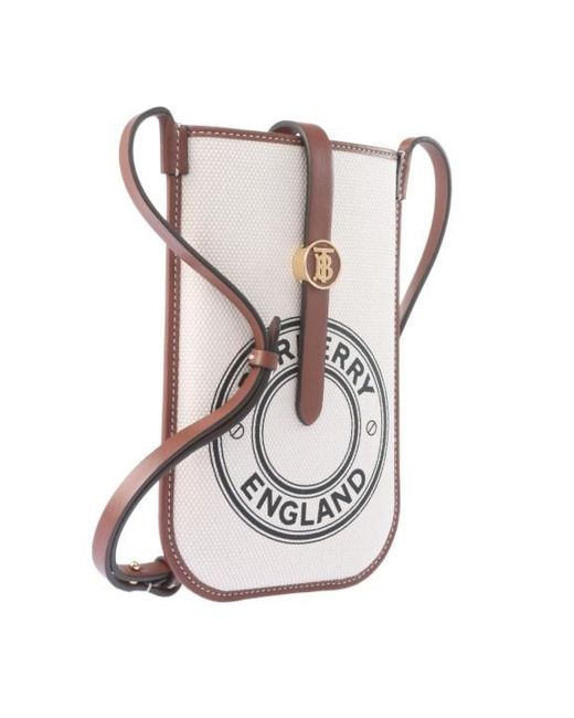 Burberry White Anne Logo Printed Phone Holder