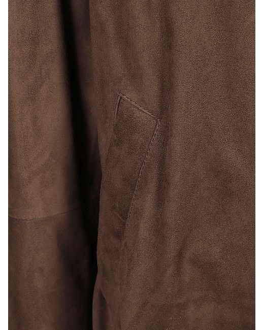 Brunello Cucinelli Brown Long-Sleeved Leather Jacket for men