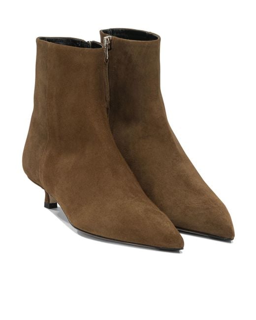 Aeyde Brown Pointed-Toe High-Heeled Ankle Boots