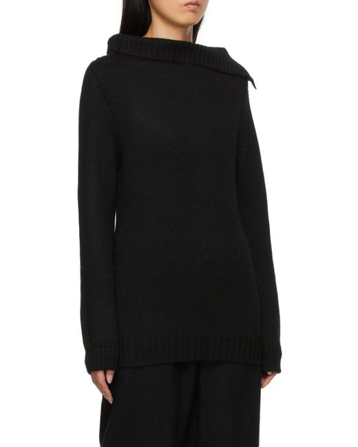 Ann Demeulemeester Black Asymmetrical Cowl-Neck Jumper