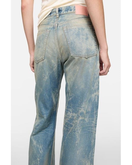 Acne Blue Patch Denim Wide-Leg Jeans