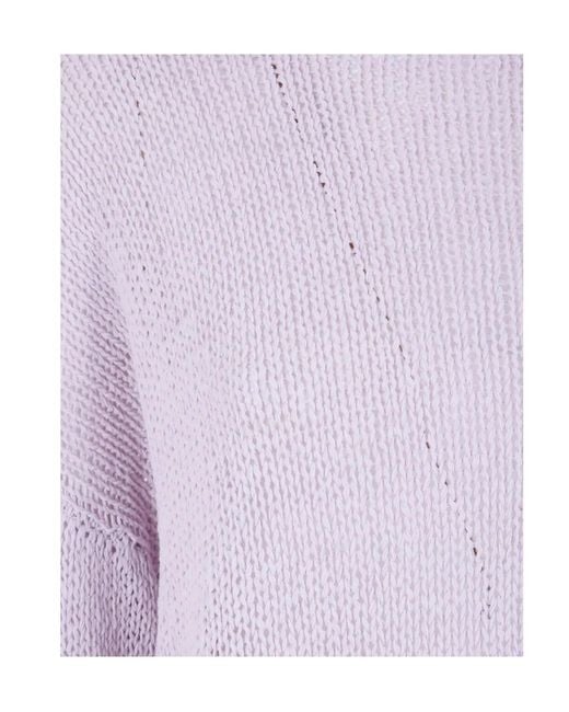 Roberto Collina Purple Boat Neck Knit Pullover