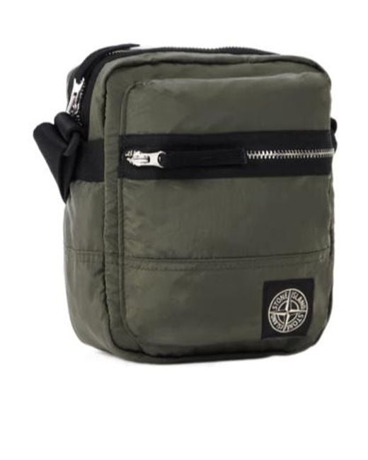 Stone Island Black Logo Patch Messenger Bag for men