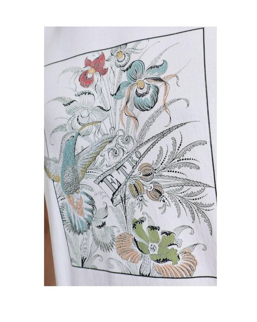 Etro White Graphic Printed Crewneck T-Shirt for men