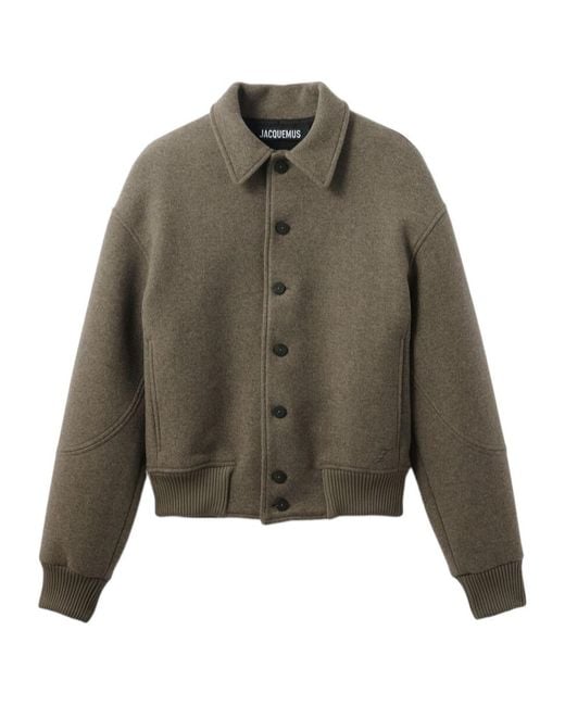 Jacquemus Green The Feltro Logo Embroidered Bomber Jacket for men