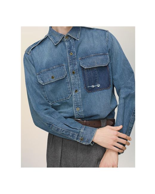 Maison Margiela Blue Flap Pocket Denim Shirt for men