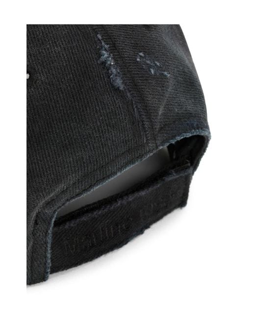 Martine Rose Black Distressed Curved Peak Cap for men