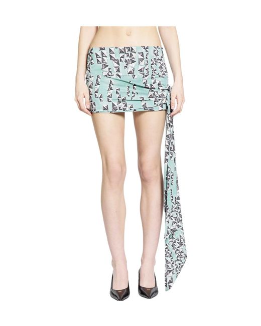 KNWLS Blue Stud-Print Mini Skirt
