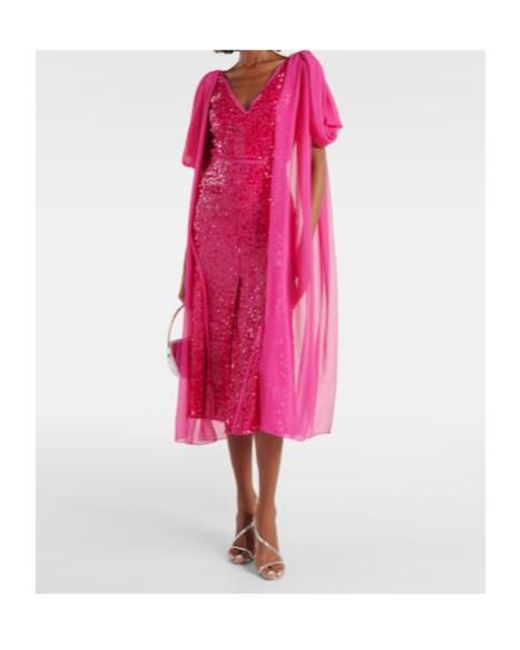 Erdem Pink Sequined Midi Dress