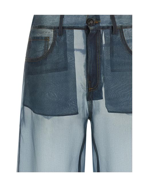 Haikure Blue Bonnie Trompe Loeil Wide-Leg Jeans