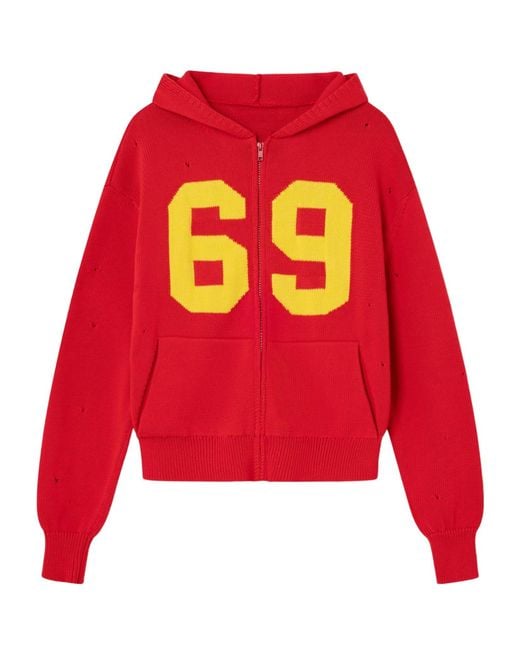 GIMAGUAS Red 69 Front-Zip Hoodie for men