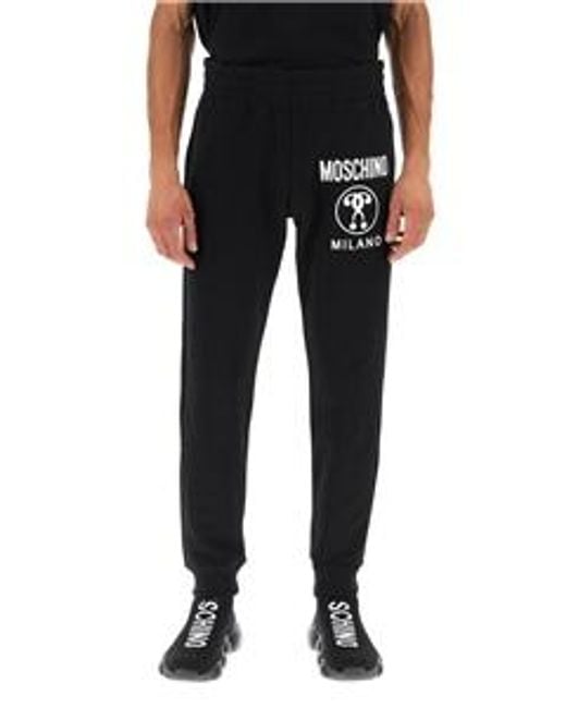 Moschino Black Logo-Print Track Pants for men
