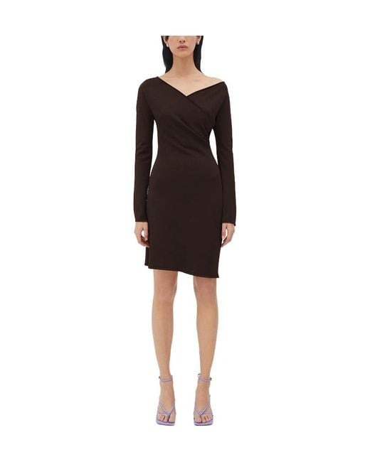 Bottega Veneta Gray Long-Sleeved Wrap Dress