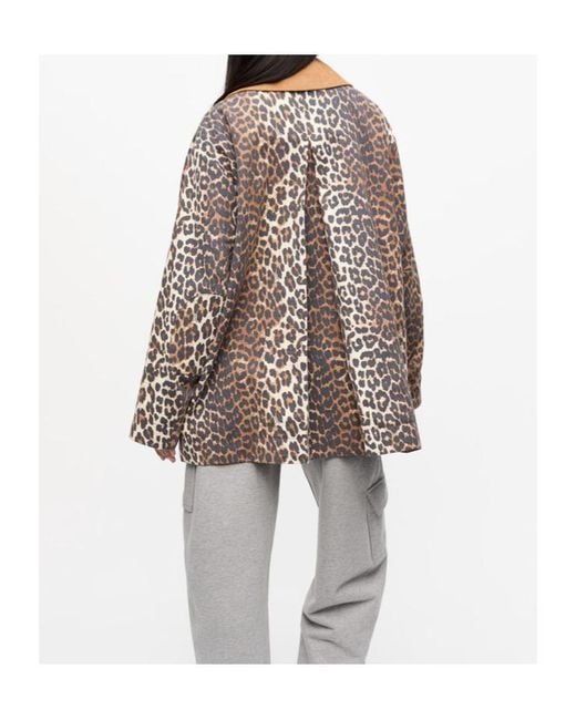 Ganni Brown Leopard Printed Jacket