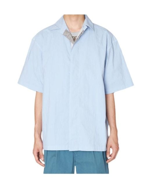 Kolor Blue Concealed Button Fastening Shirt for men
